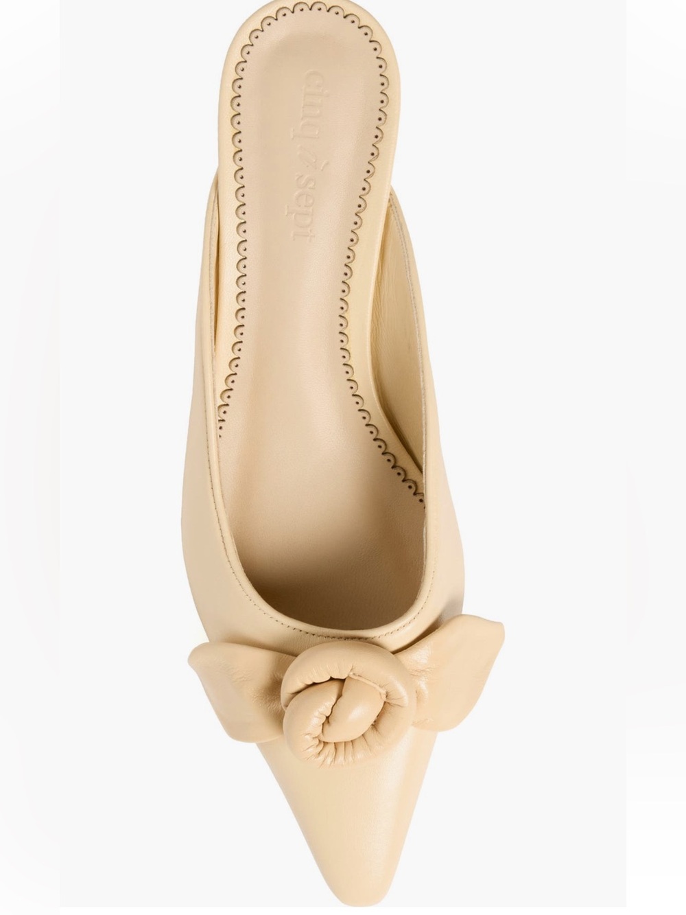 NEW Cinq à Sept Layla Knotted Rose Mule in Ivory - Picture 7 of 13